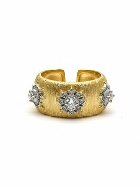 TWO TONE CZ VINTAGE STYLE ADJUSTABLE RING